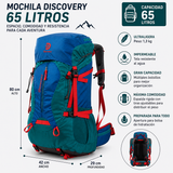 Mochila Trekking Discovery 65L Impermeable Camping Viaje imagen 1
